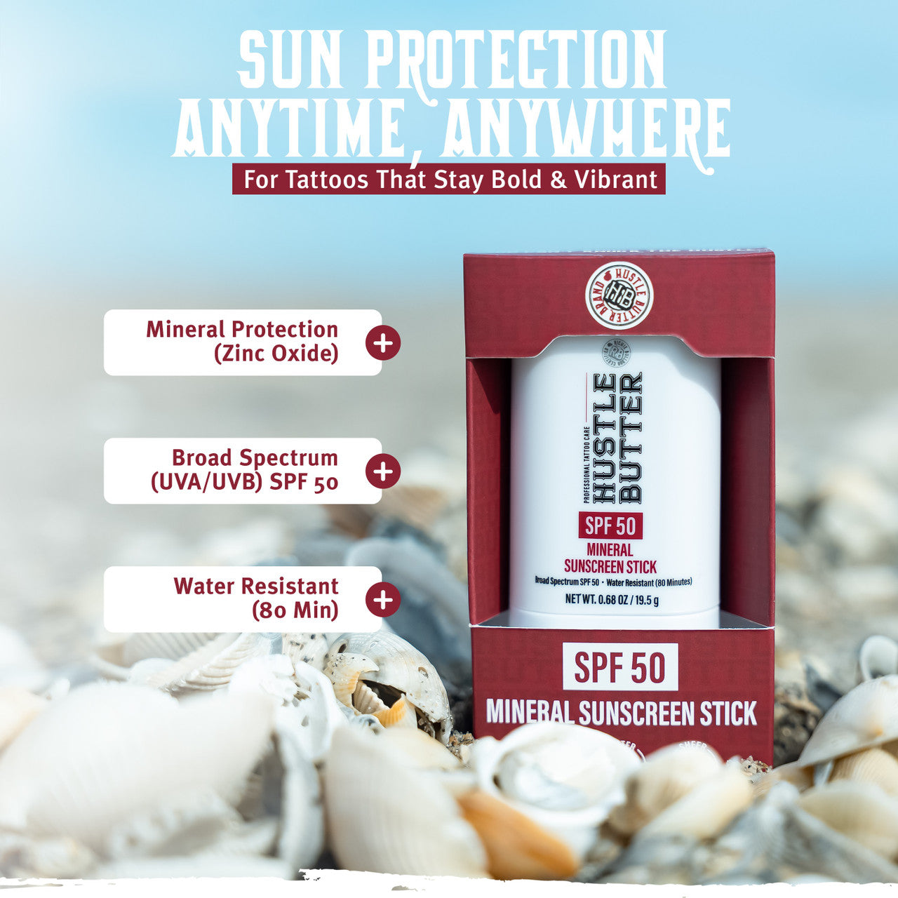Hustle Butter Mineral Sunscreen Stick — SPF 50 — Single or Case of 12 - Ultimate Beauty