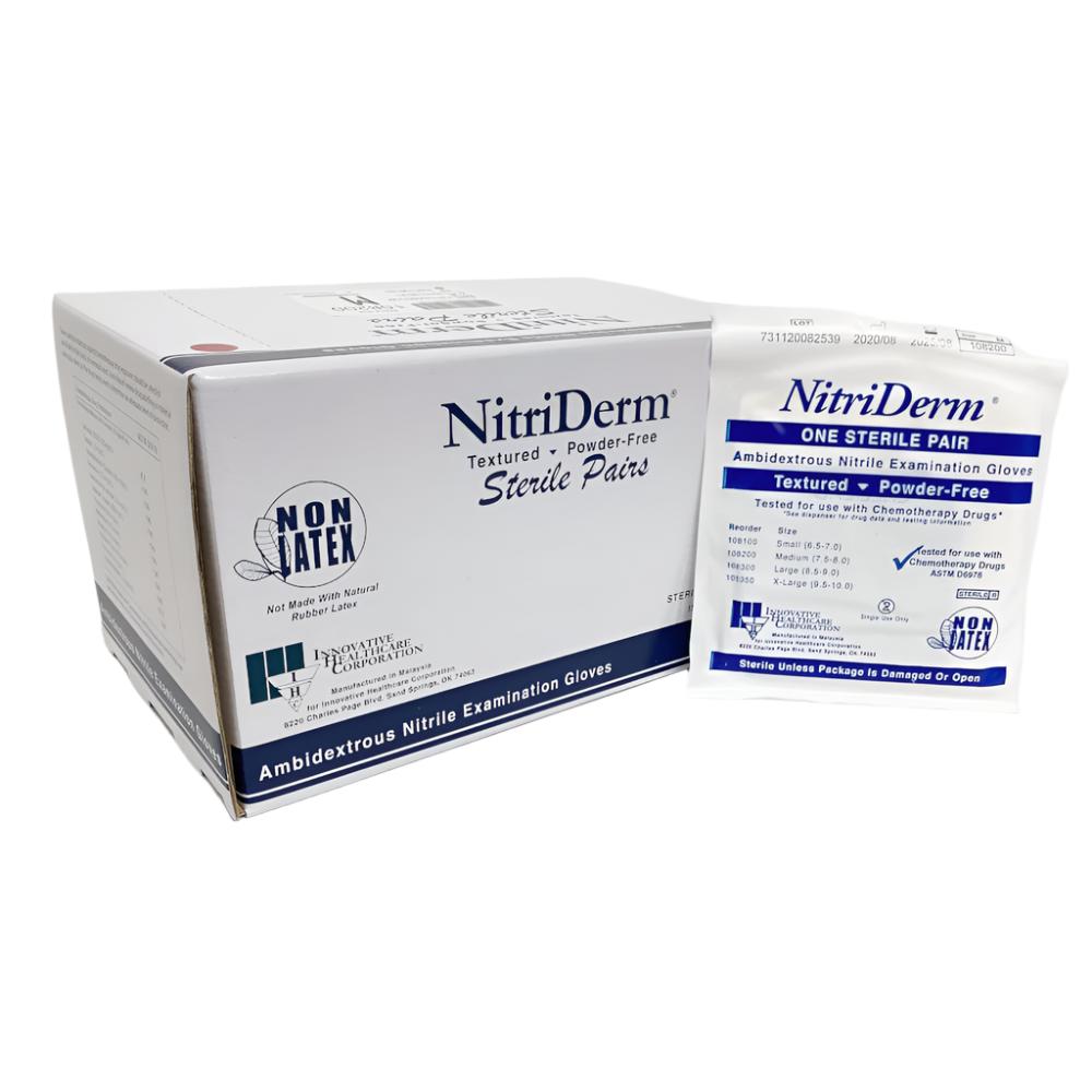NitriDerm Sterile Disposable Nitrile Gloves — Box of 50 Pairs - Ultimate Beauty