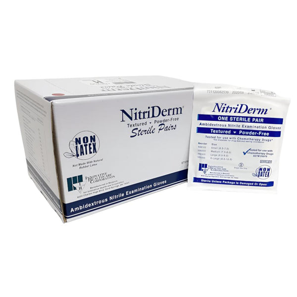 NitriDerm Sterile Disposable Nitrile Gloves — Box of 50 Pairs