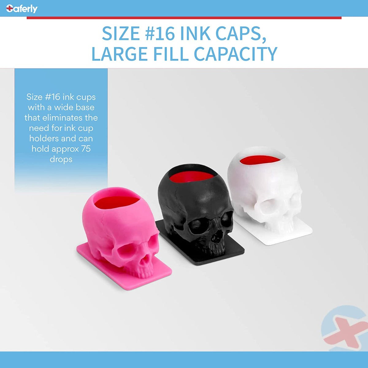 Saferly Skull Ink Caps — Size #16 (Large) — Bag of 200 - Ultimate Beauty