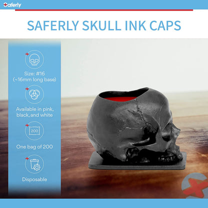 Saferly Skull Ink Caps — Size #16 (Large) — Bag of 200 - Ultimate Beauty