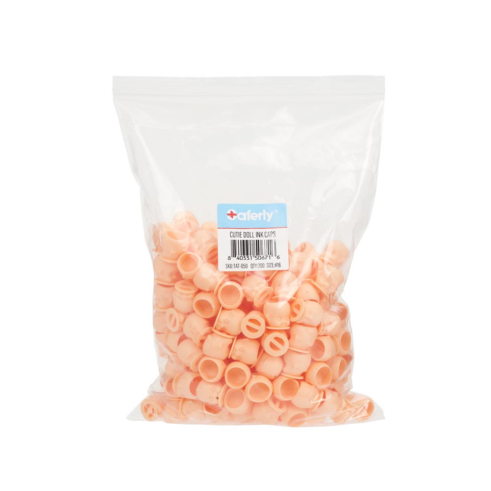 Saferly Cutie Doll Head Ink Caps — Size #16 (Large) — Bag of 200 - Ultimate Beauty