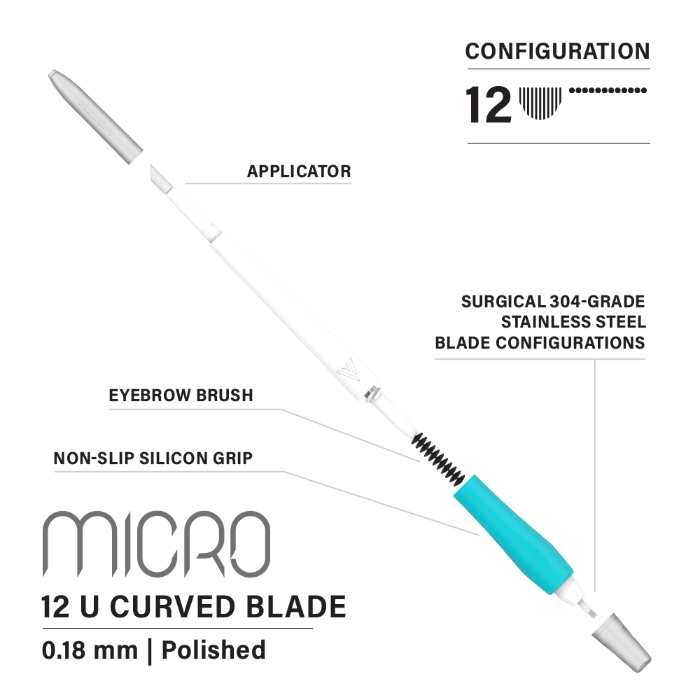 Vertix Micro Microblade - U Curved Blade - Pack of 10 Microblades - Ultimate Beauty