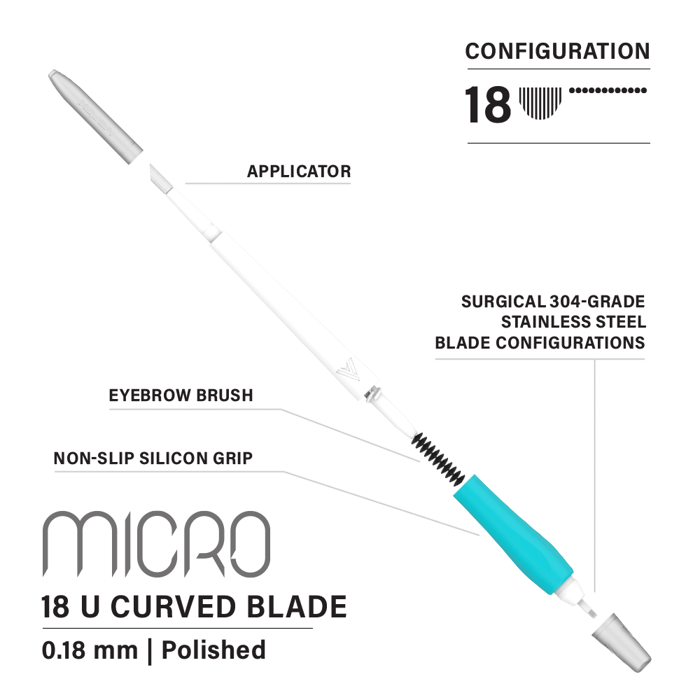 Vertix Micro Microblade - U Curved Blade - Pack of 10 Microblades - Ultimate Beauty