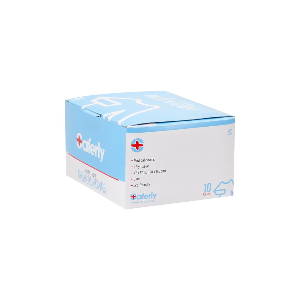 Saferly Disposable Blue Medical Gowns — Box of 10 - Ultimate Beauty