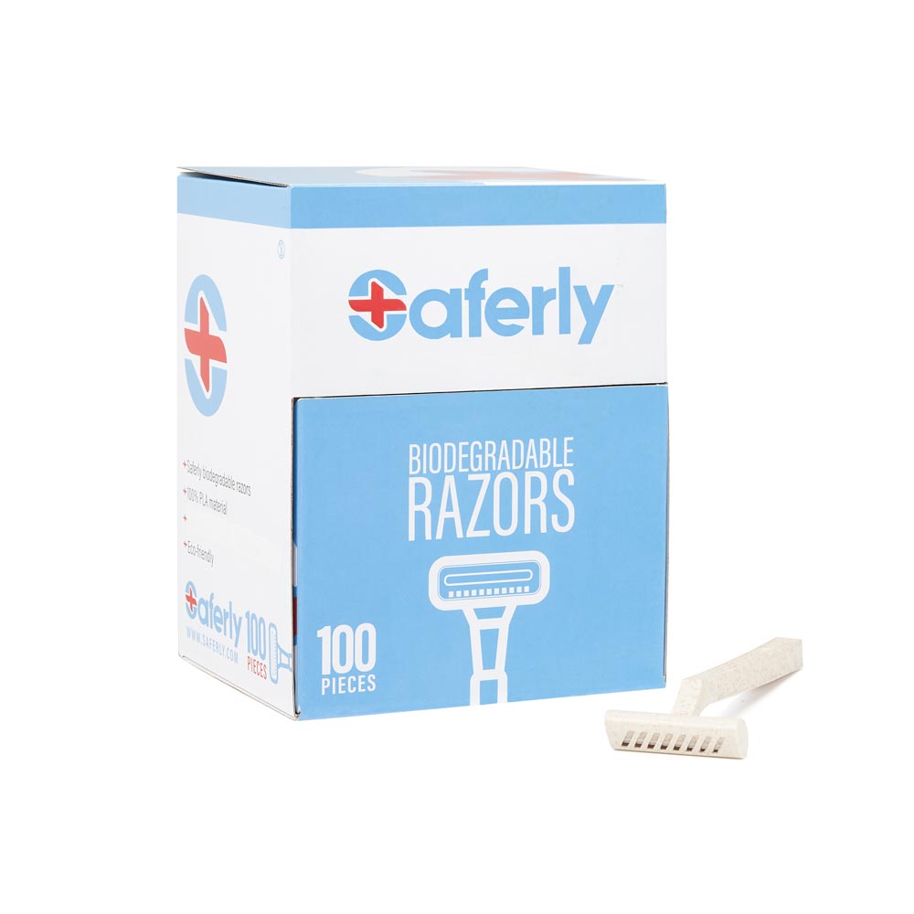 Saferly Stainless Steel Biodegradable Skin Prep Razors — Box of 100 - Ultimate Beauty