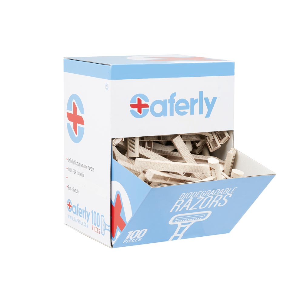 Saferly Stainless Steel Biodegradable Skin Prep Razors — Box of 100 - Ultimate Beauty