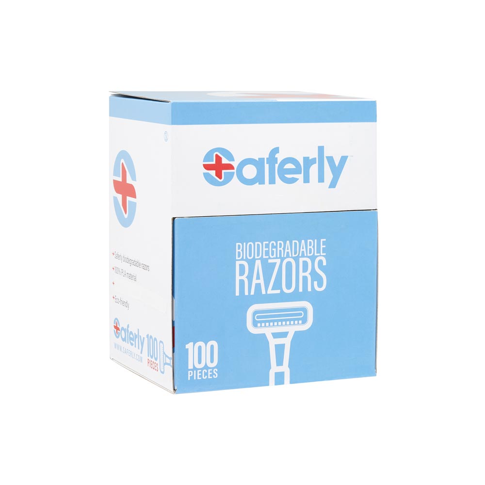 Saferly Stainless Steel Biodegradable Skin Prep Razors — Box of 100 - Ultimate Beauty