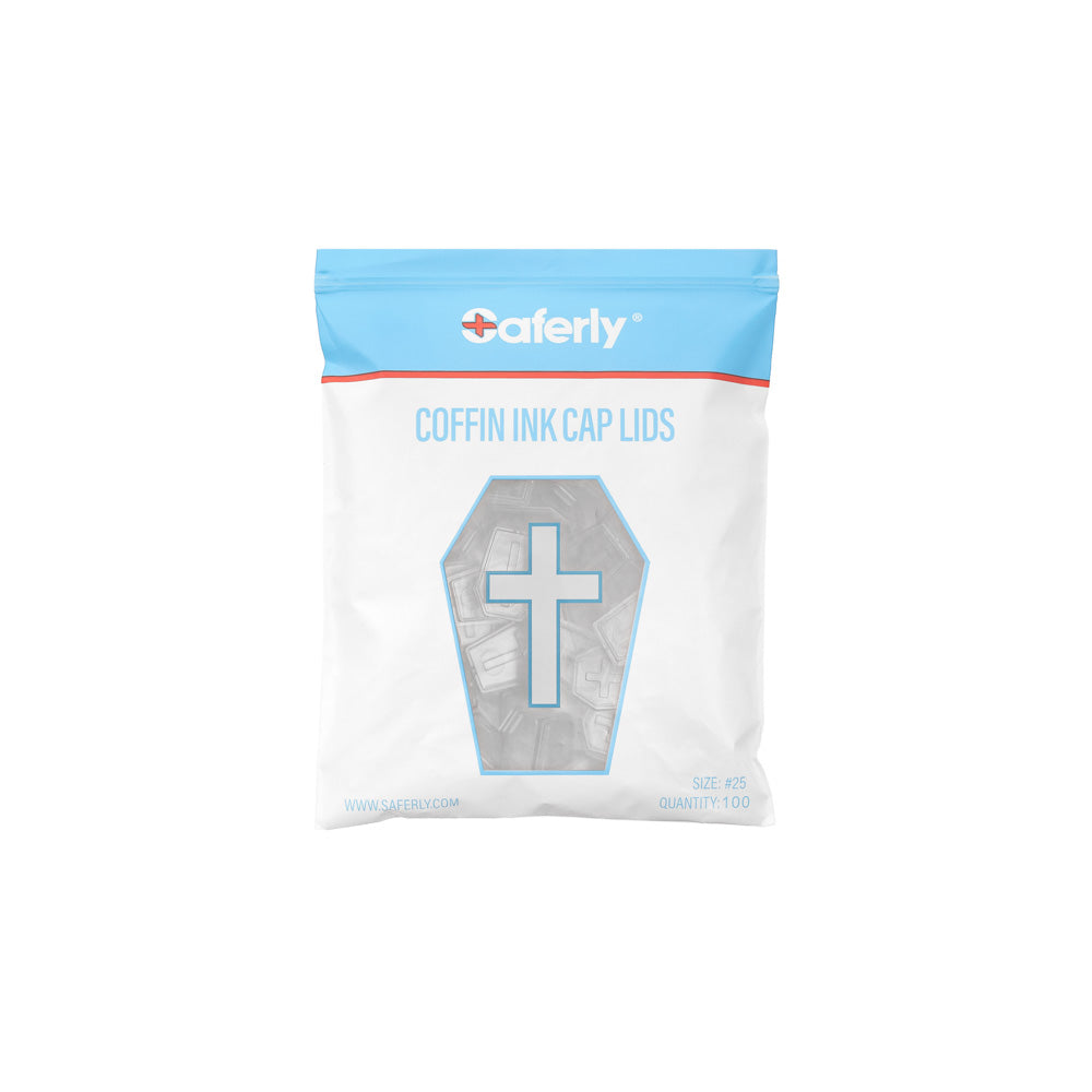 Saferly Coffin Ink Cap Lids — #25 — Bag of 200 — Pick Color - Ultimate Beauty