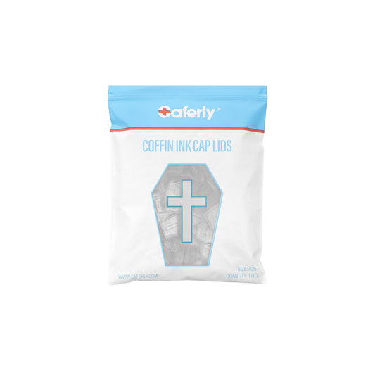 Saferly Coffin Ink Cap Lids — #25 — Bag of 200 — Pick Color - Ultimate Beauty