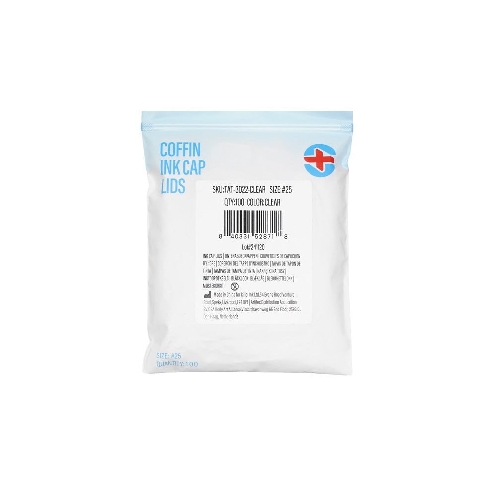 Saferly Coffin Ink Cap Lids — #25 — Bag of 200 — Pick Color - Ultimate Beauty