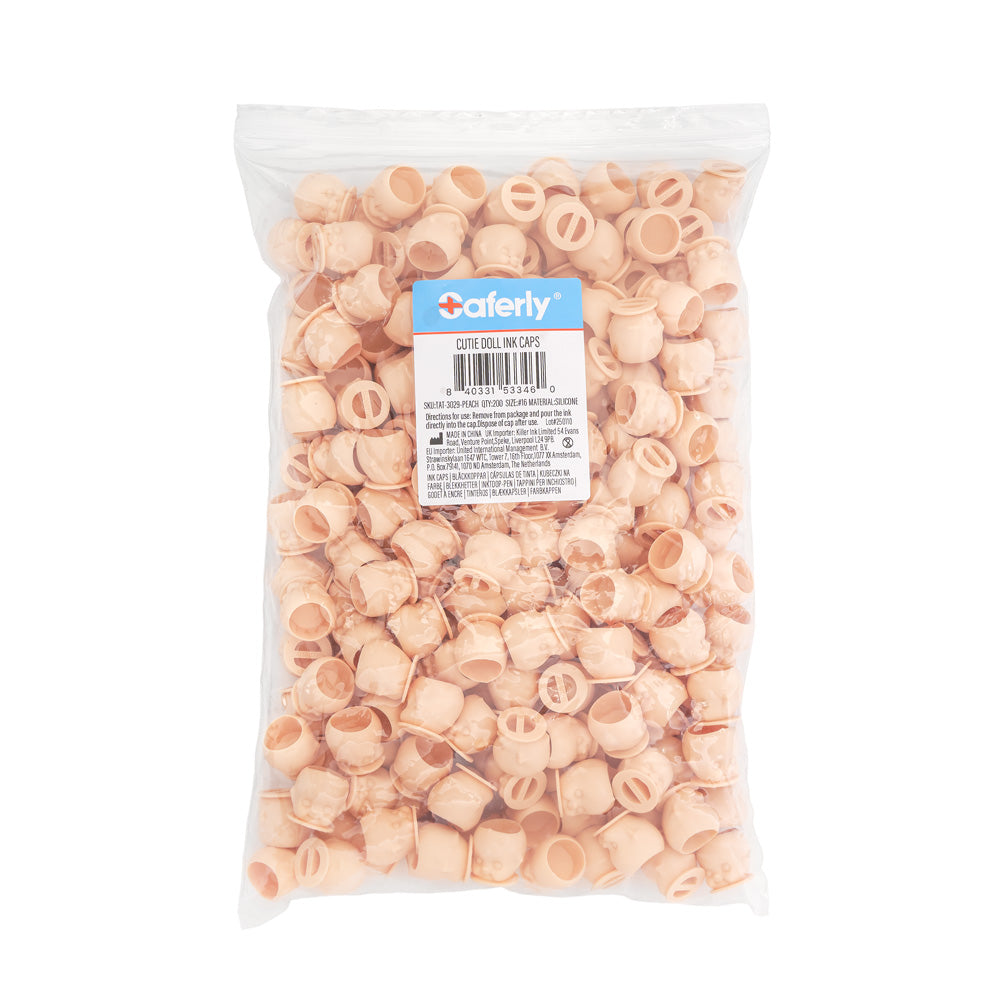 Saferly Cutie Doll Head Silicone Ink Caps —Size #16 (Large) — Bag of 200 - Ultimate Beauty