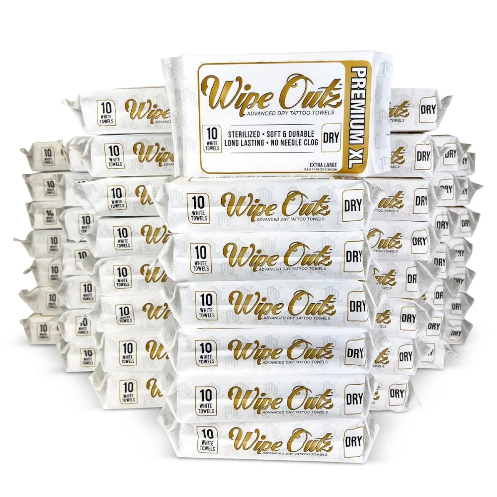 Wipe Outz Premium XL Dry White Tattoo Towels - Ultimate Beauty