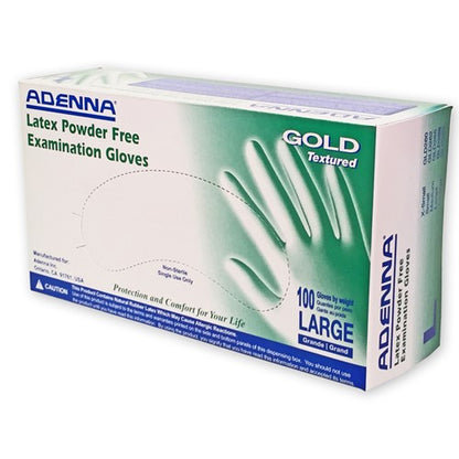 Adenna® Gold Disposable Latex Gloves — Box of 100