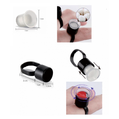 Finger Ring Pigment Cup with Sponge - 50/bag - Ultimate Beauty