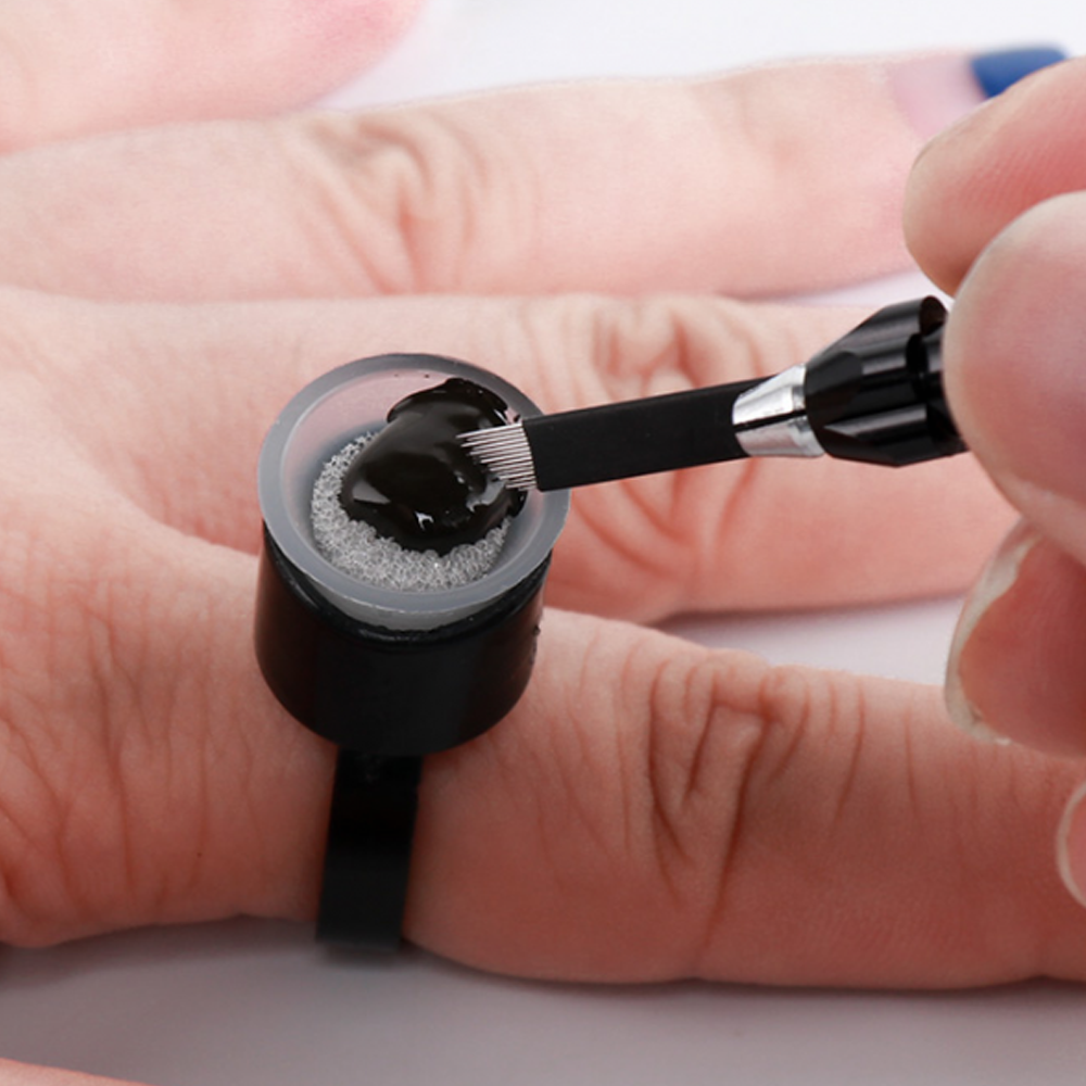 Finger Ring Ink Cup Holder - Black - 50/bag - Ultimate Beauty