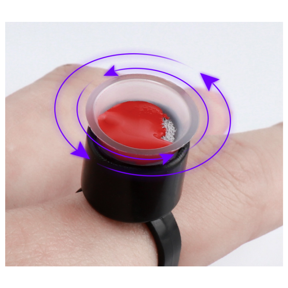 Finger Ring Ink Cup Holder - Black - 50/bag