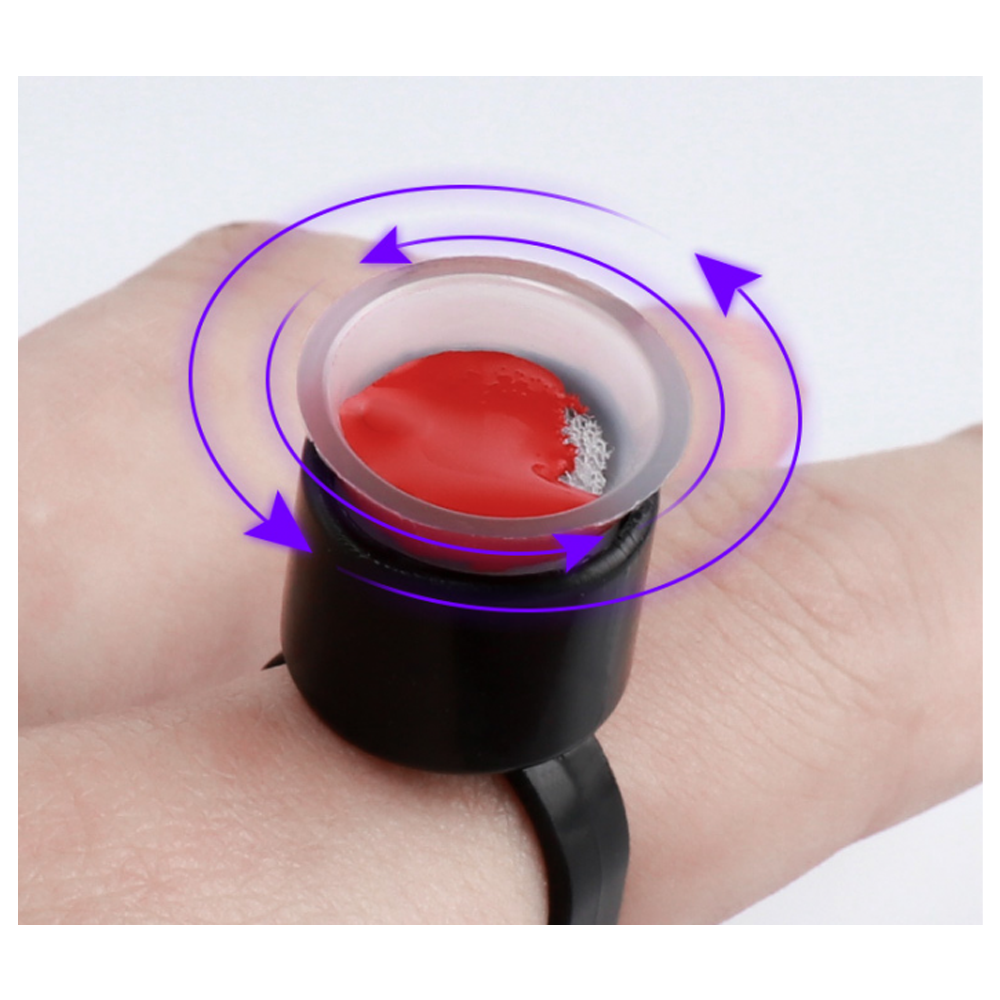Finger Ring Ink Cup Holder - Black - 50/bag - Ultimate Beauty
