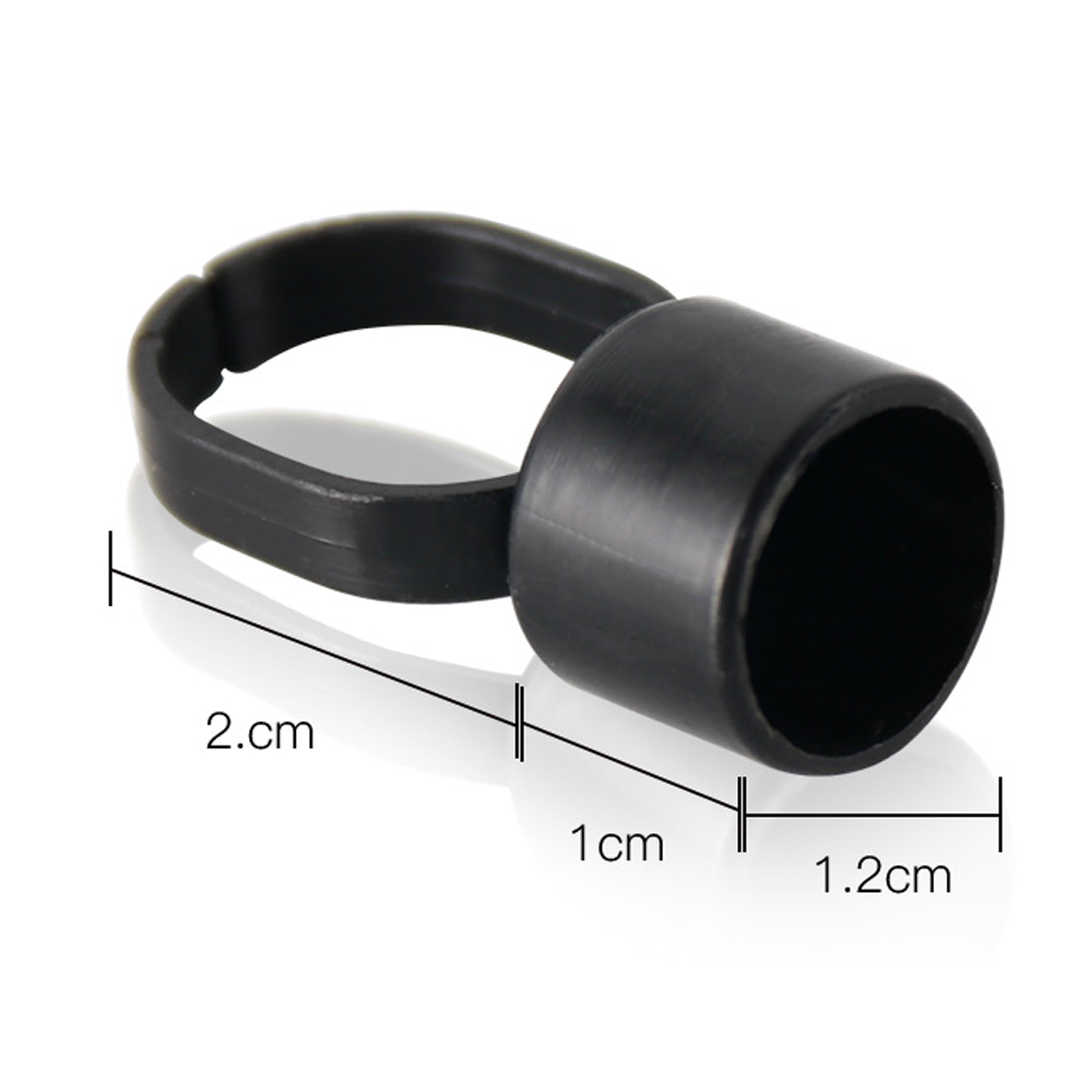 Finger Ring Ink Cup Holder - Black - 50/bag - Ultimate Beauty