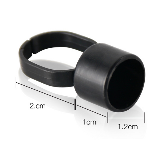 Finger Ring Ink Cup Holder - Black - 50/bag - Ultimate Beauty