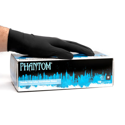Black Phantom Medical Latex Gloves — Box of 100 - Ultimate Beauty