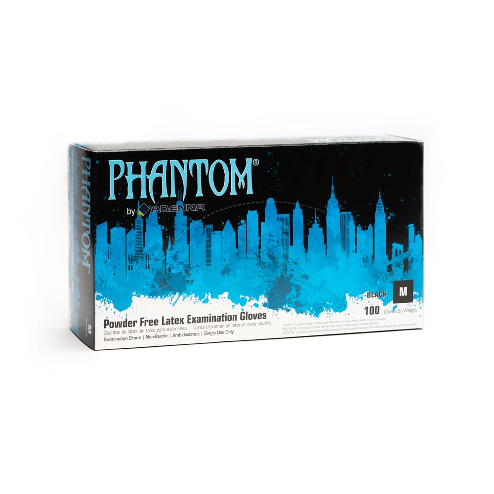 Black Phantom Medical Latex Gloves — Box of 100