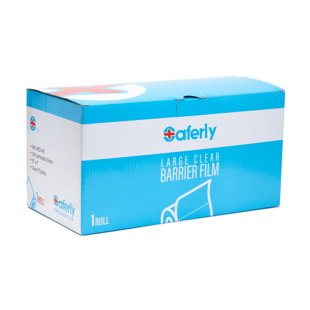 Saferly Medical Clear Barrier Film — 10" x 6" — One Roll of 1200 Perforated Sheets - Ultimate Beauty