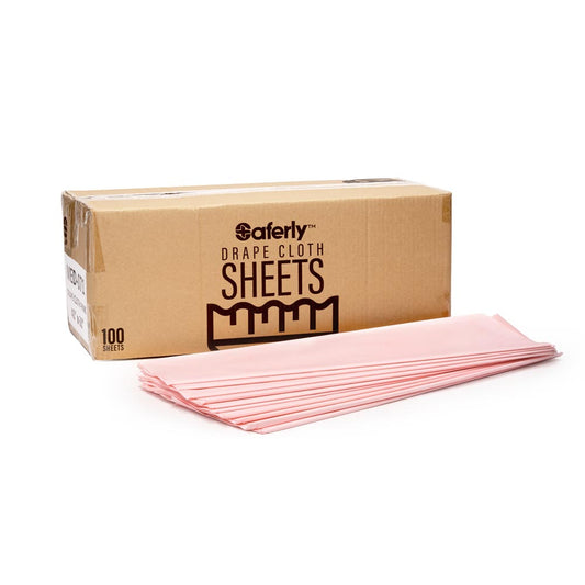 Saferly Pink Cloth Drape Sheets — 40" x 60" — Bag of 10 or Case of 100 - Ultimate Beauty