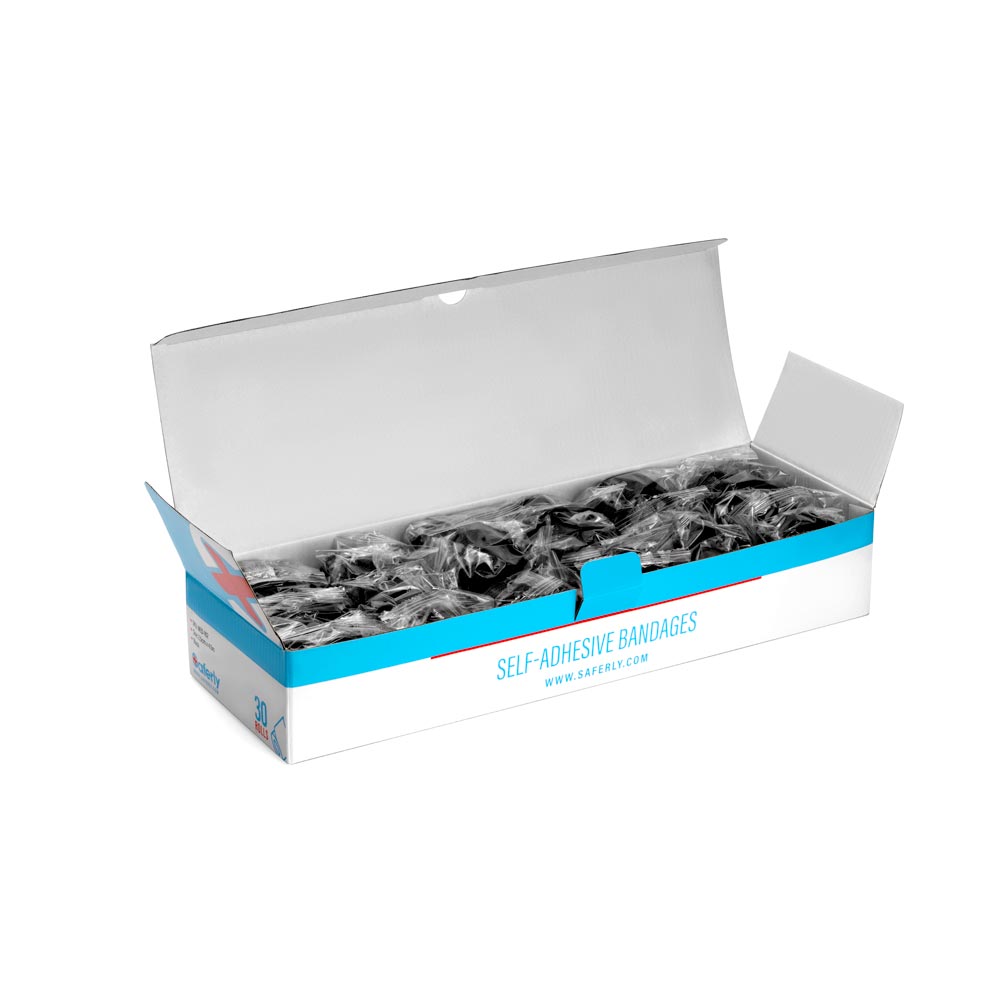 Saferly 1” Medical Cohesive Wrap — Black — Box of 30 - Ultimate Beauty