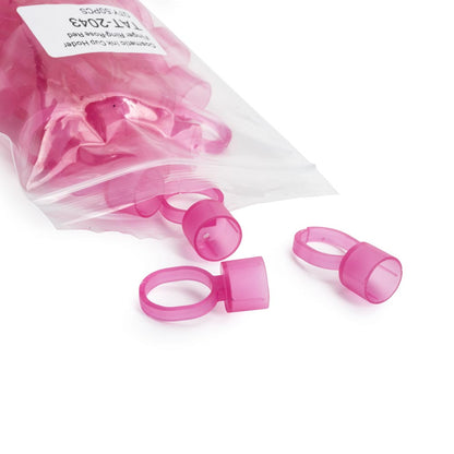 Cosmetic Ink Cup Holder Finger Ring — Pink — Bag of 50 - Ultimate Beauty