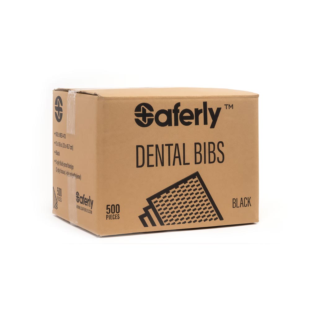 Saferly Medical Black Dental Bibs — 13” x 18” — Case of 500 - Ultimate Beauty