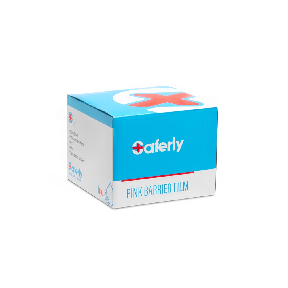 Saferly Pink Barrier Film + Dispenser Box — 4” x 6” Sheets — Price Per Roll - Ultimate Beauty