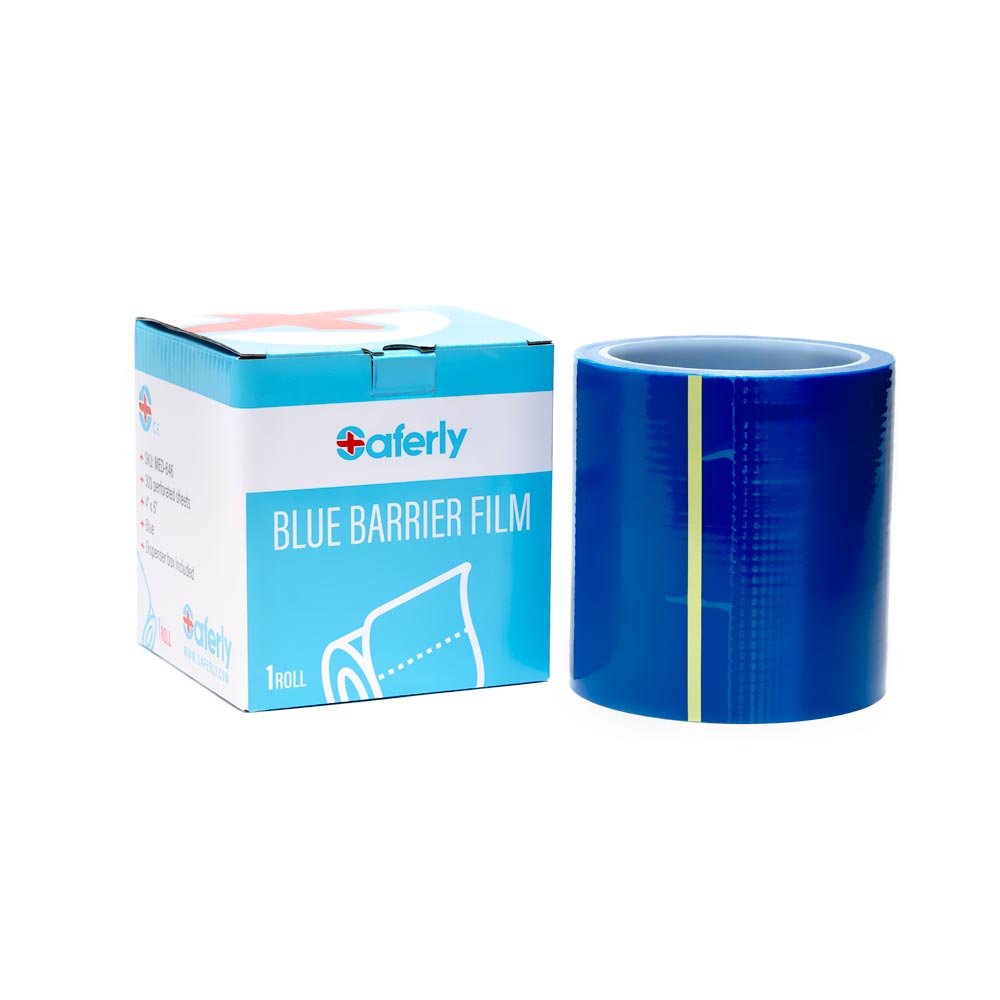 Saferly Blue Travel-Sized Barrier Film — 4” x 6” Sheets — Roll of 300 Sheets