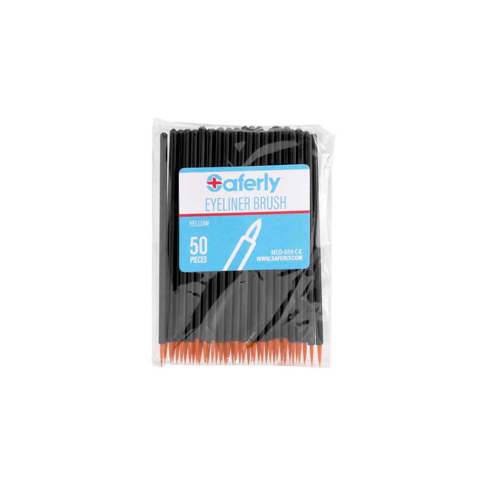 Saferly Disposable Eyeliner Brushes — Fine Tip — Pack of 50