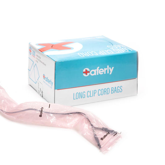 Saferly 32" Clip Cord Sleeves + Machine Bags — Pink — Box of 200 - Ultimate Beauty