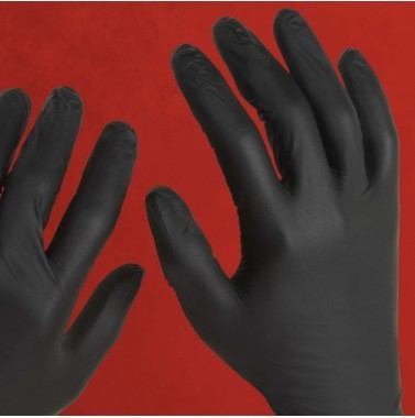 Night Angel Black Nitrile Medical Gloves Hand View