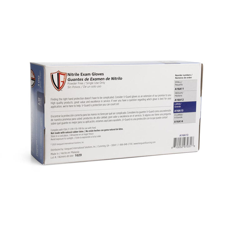 Vanguard Blue Disposable Nitrile Gloves — Box of 100