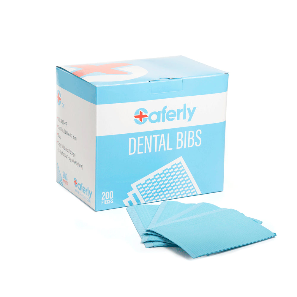 Saferly Blue Dental Bibs — 13" x 18" — Box of 200 - Ultimate Beauty