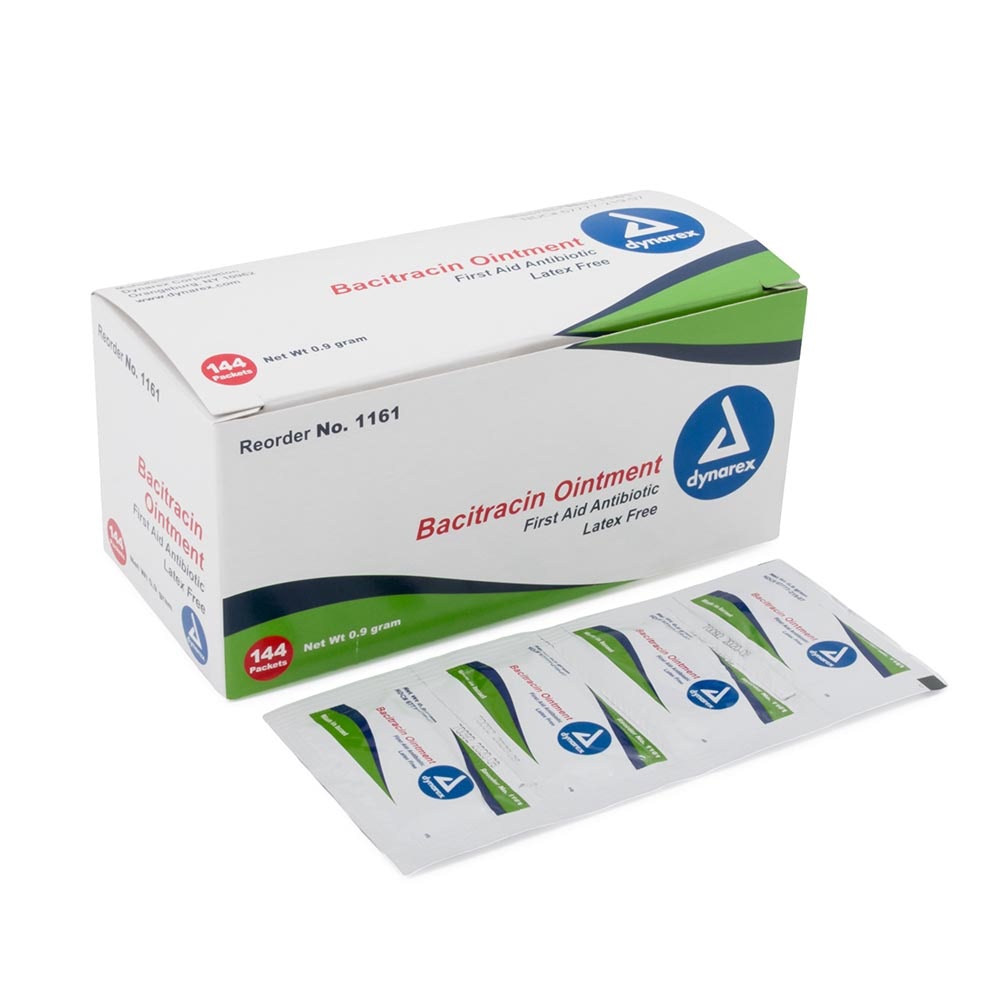 Dynarex Bacitracin Antibiotic Ointment — First Aid — Box and Packet View