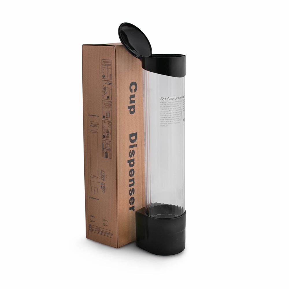 3oz Cup Dispenser Wall Mount with Box - Black