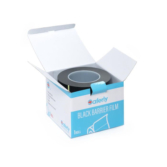 Saferly Black Barrier Film + Dispenser Box — 4” x 6” Sheets — Price Per Roll - Ultimate Beauty