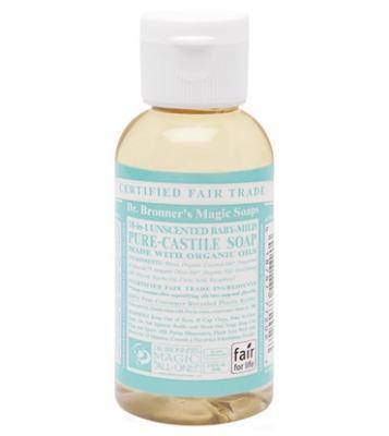 Dr. Bronner’s Magic Soaps Unscented Baby-Mild Pure-Castile Soap – 2oz. Bottle