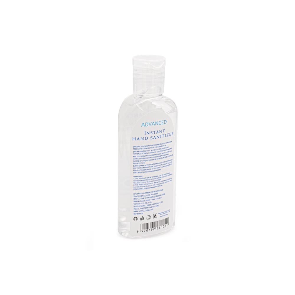 Advanced Instant Hand Sanitizer — 3.3oz Bottle (bottle back)