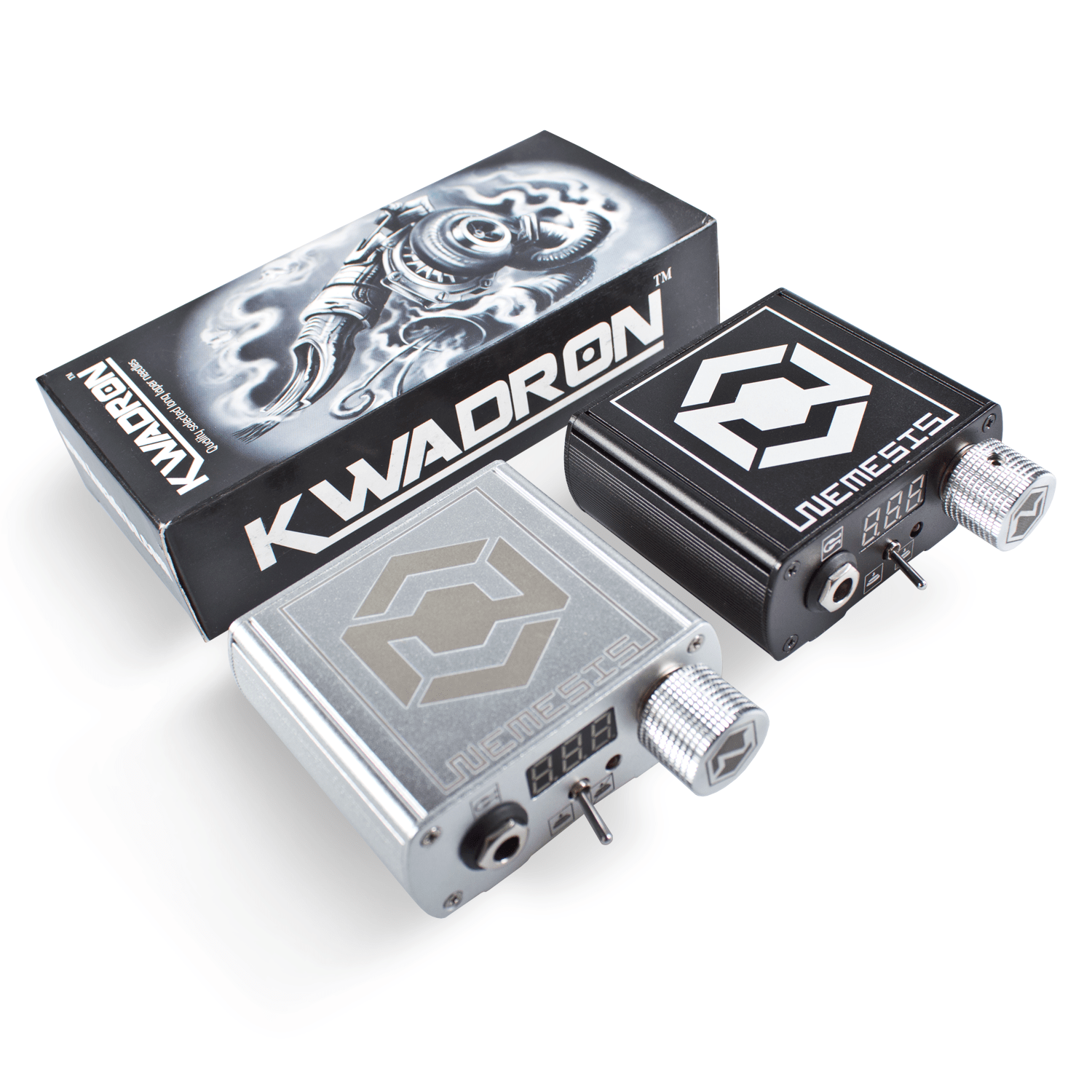 Nemesis Professional Tattoo Power Supply in Silver by Kwadron Black and Silver 1