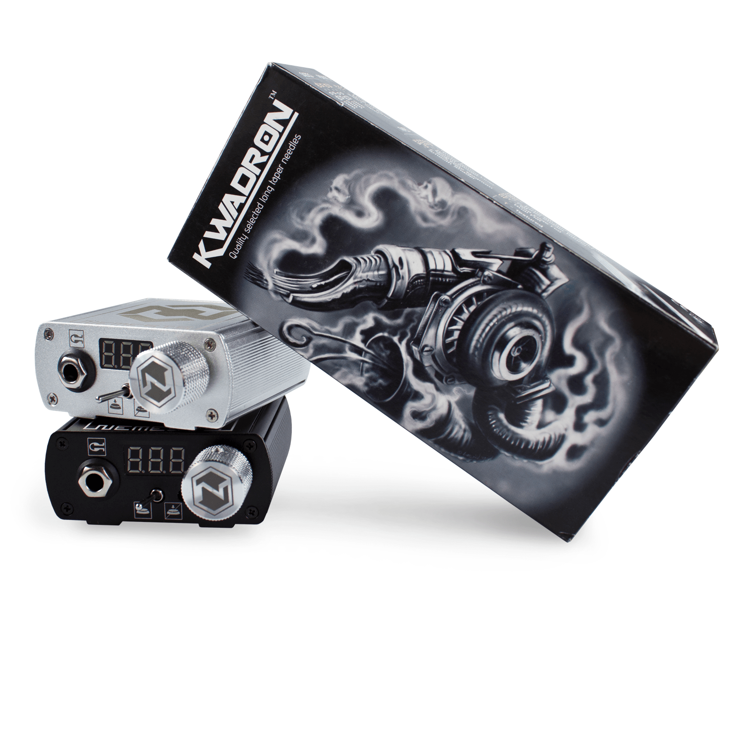 Nemesis Professional Tattoo Power Supply in Black by Kwadron Black and Silver 1