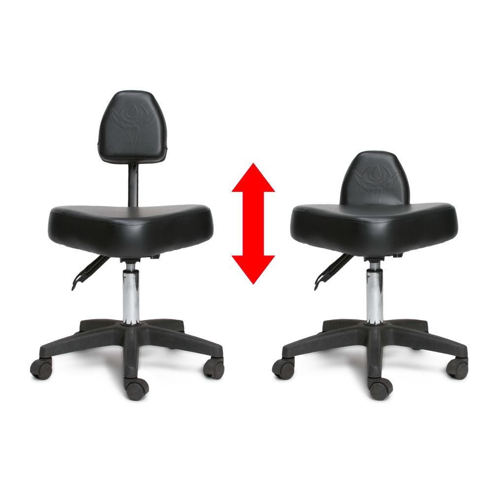 Precision Professional Tattoo Stool - Front View of Adjustable Back
