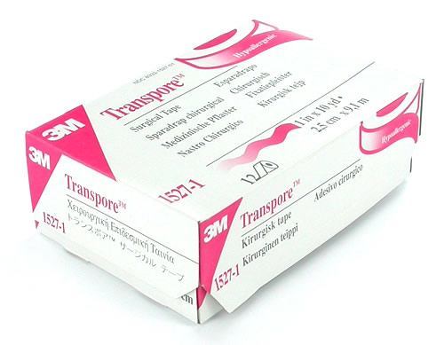 Case of 12 Rolls of 1"-Wide 3M Transpore Plastic Surgical Tape